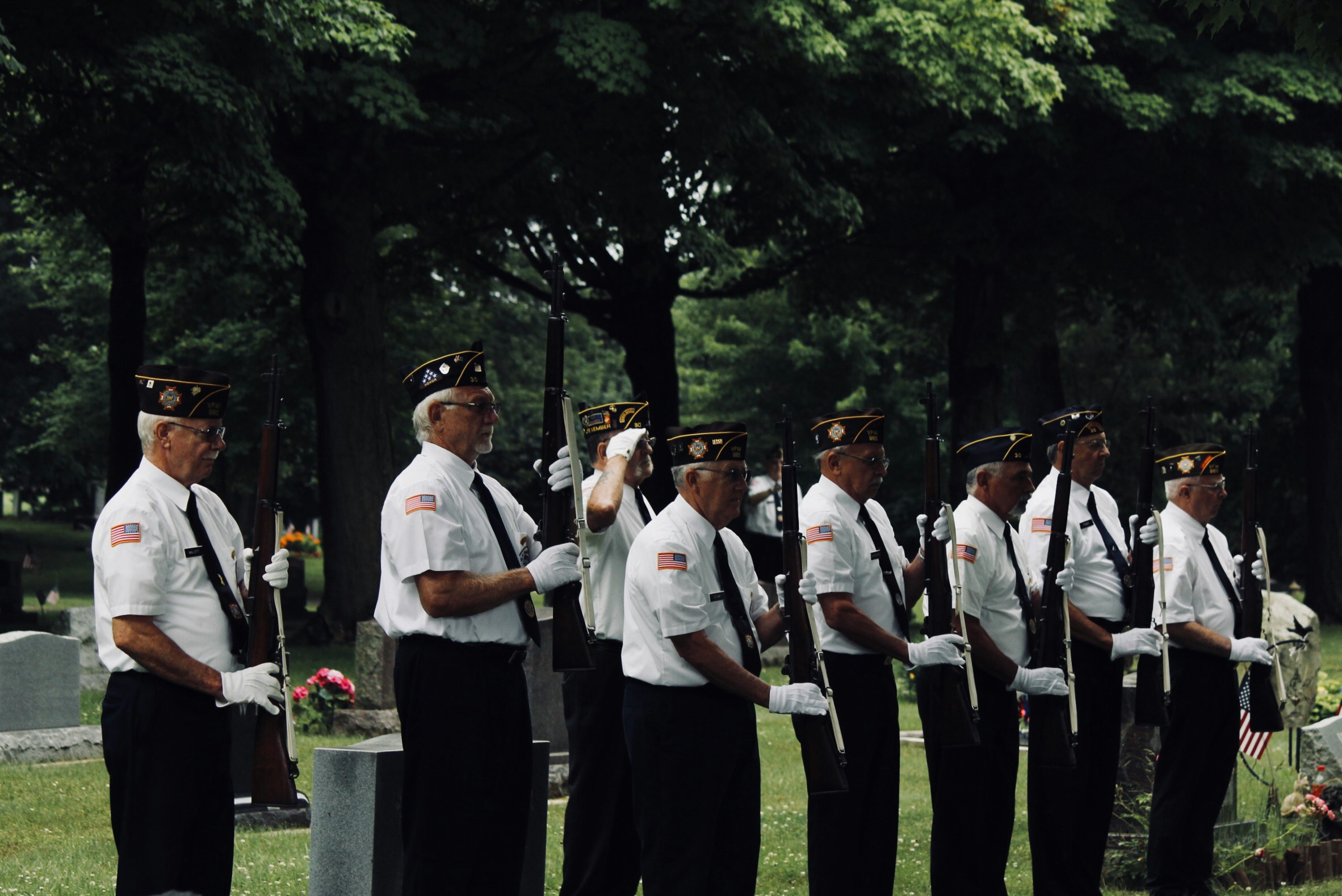 Veteran funeral ceremony with honor guard